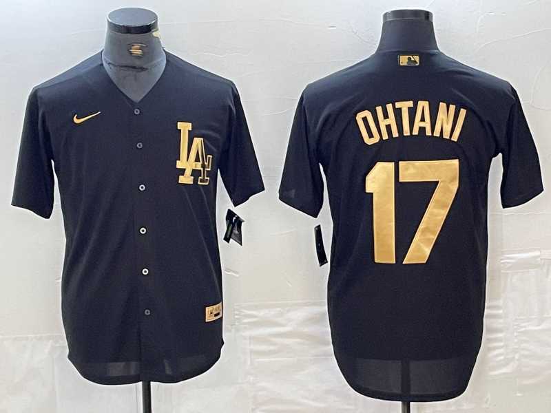 Men's Los Angeles Dodgers #17 Shohei Ohtani Black Gold Cool Base Stitched Jersey,We sell and wholesale Men's Los Angeles Dodgers #17 Shohei Ohtani Black Gold Cool Base Stitched Jersey on line form chian!